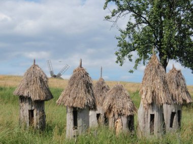 Thatched Ahşap Antik arı kovanı