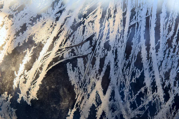 Frost Παγετού Στο Γυαλί Για Παγωμένο Morningon Ποτήρι Παγωμένο Πρωί — Φωτογραφία Αρχείου