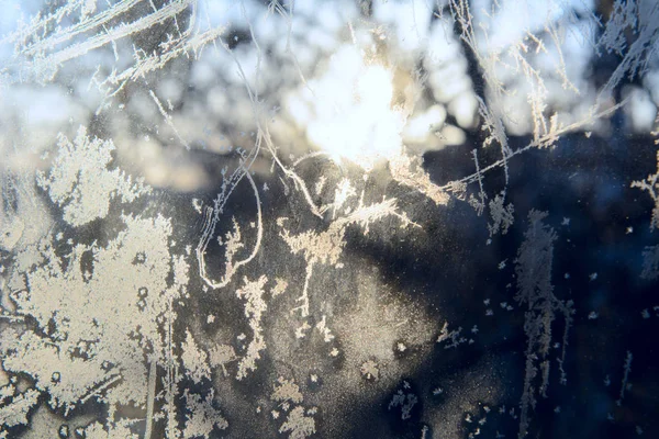 Frost Παγετού Στο Γυαλί Για Παγωμένο Morningon Ποτήρι Παγωμένο Πρωί — Φωτογραφία Αρχείου