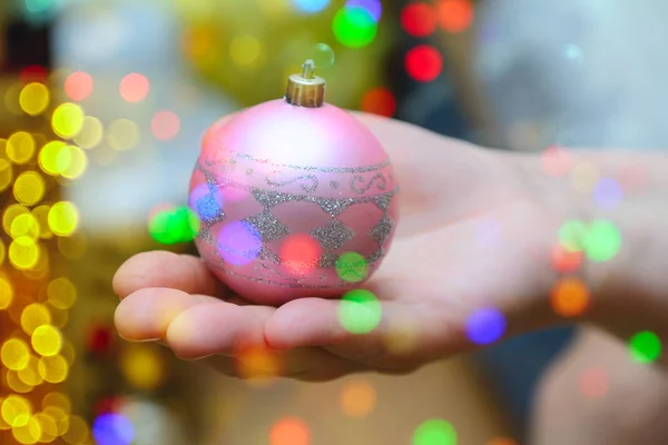 Christmas Ball Female Hand — Stock Photo, Image