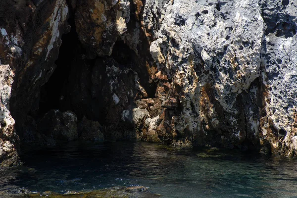 Mediterranean Sea Coastal Cliffs Dark Grotto Concept Secret Time — Stock Photo, Image