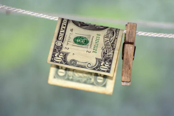 Dollar Hanging Clothesline Concept Money Laundering — Stock Photo, Image