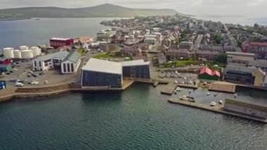 Lerwick, Shetland, Scotland.4k hava uçak video.