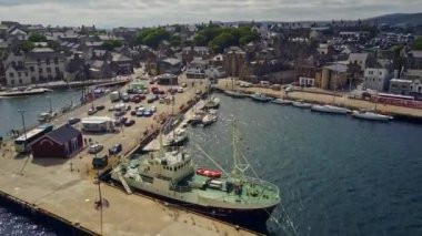 Lerwick, Shetland, Scotland.4k hava uçak video.