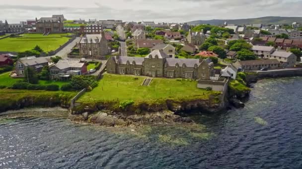 Lerwick Shetland Scotland Luchtfoto Drone Video — Stockvideo