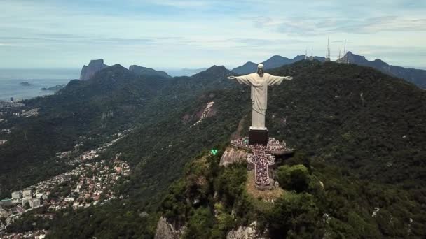 Famosa Estátua Cristo Redentor Rio Janeiro Brasil — Vídeo de Stock