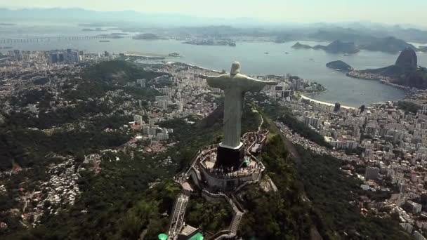 Beroemde Standbeeld Van Christus Verlosser Rio Janeiro Brazilië — Stockvideo