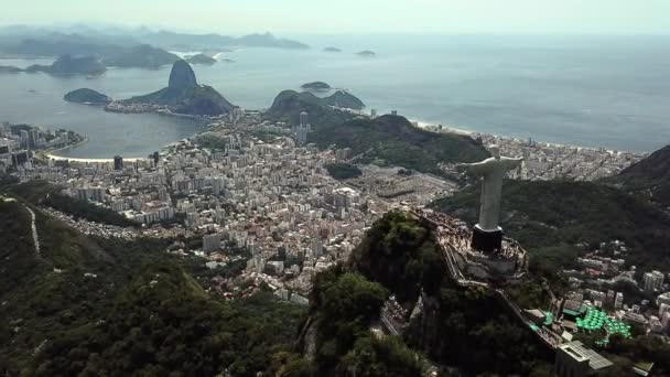 Beroemde Standbeeld Van Christus Verlosser Rio Janeiro Brazilië — Stockvideo