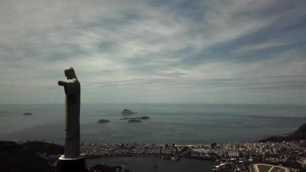 Знаменитая Статуя Христа Искупителя Рио Жанейро Бразилия — стоковое видео