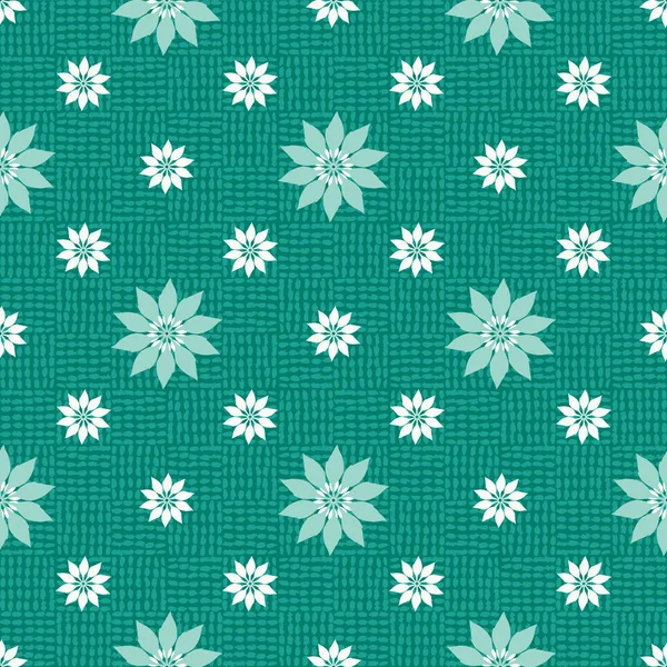 Геометричні Зелений Білий Квітка Мандали Текстурованому Фоні Безшовні Вектор Шаблон — стоковий вектор