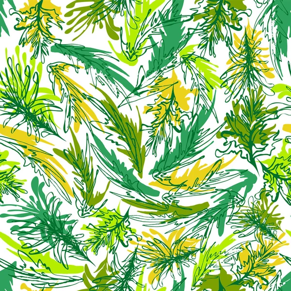 ブラシ線のゆるい手描きスタイルの抽象的なカラフルな海藻水中植生ベクトル シームレス パターン ファブリック インテリア ファッション アクセサリーに最適 — ストックベクタ