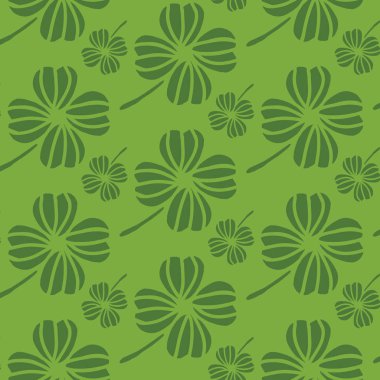 Yeşil İrlandalı yoncaları tasarımında stilize modern bir tarz. St Patricks Günü, ev dekorasyonu, kumaş, ileti örneği için idealdir.