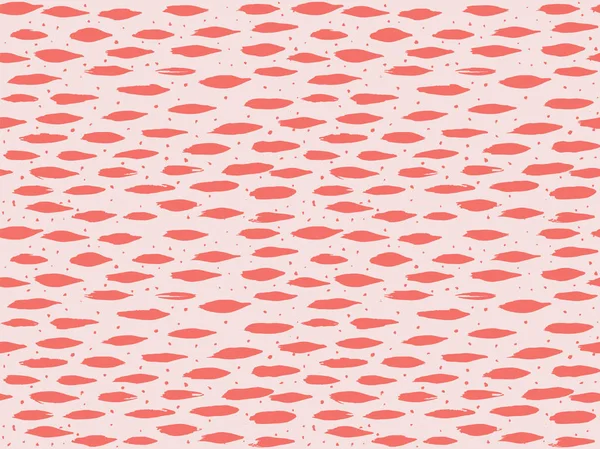 Abstrato coral horizontal pintados à mão pinceladas ovais e pontos padrão vetor sem costura . —  Vetores de Stock