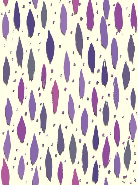 Abstrakte vertikale handbemalte ovale Pinselstriche und Punkte in violetten Tönen mit 3-D-Schatteneffekt. nahtloses Vektormuster. — Stockvektor