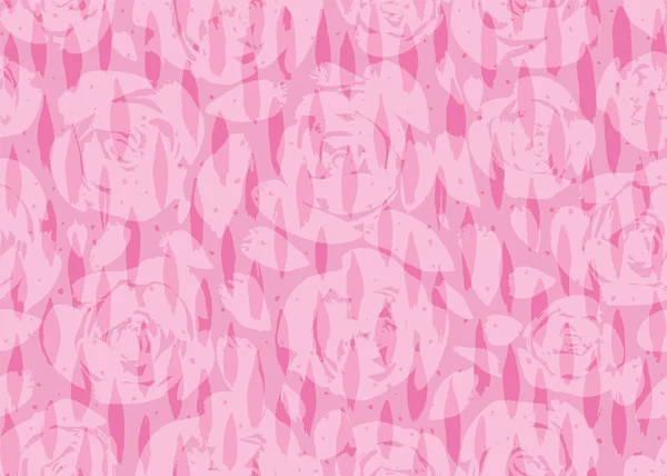 Mão pintado rosa silhuetas fundo com mão vertical pintado oval pincel traço textura e pontos sobreposição. Padrão vetorial sem costura . —  Vetores de Stock