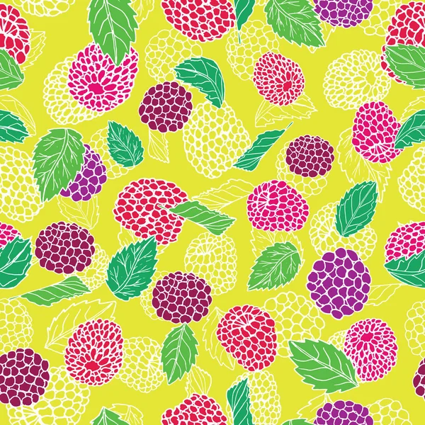 Цветные ягоды бесшовный рисунок фона. Летний фруктовый ягод . — стоковый вектор