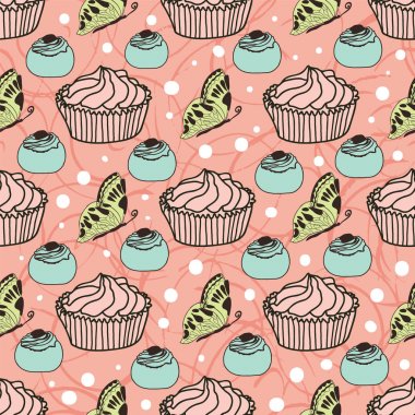 Kek ve kelebekler arka plan vektör