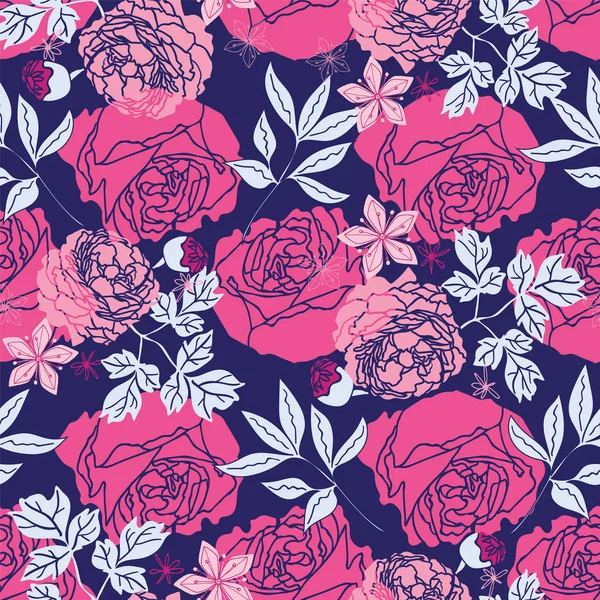 Modern Russian roses floral seamless pattern print. Вектор — стоковый вектор