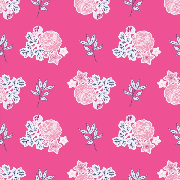 Modern Ingilizce Gül buketleri Dikişsiz desen baskı. Vektör