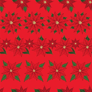 Poinsettia dikişsiz çiçek desen arka plan. Şenlikli çiçek tatil sezon baskı tasarımı. Vektör