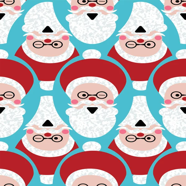 Patrón geométrico de Navidad con cabezas de dibujos animados de Santa Claus. Para papel de regalo, tarjetas, invitaciones, estampado de tela. Diseño de fondo de vector inconsútil . — Vector de stock