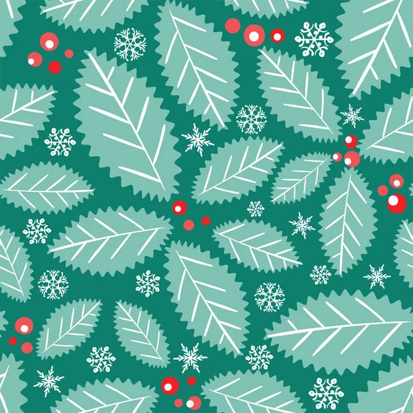 Christmas holly berries seamless pattern background. — Stock Vector