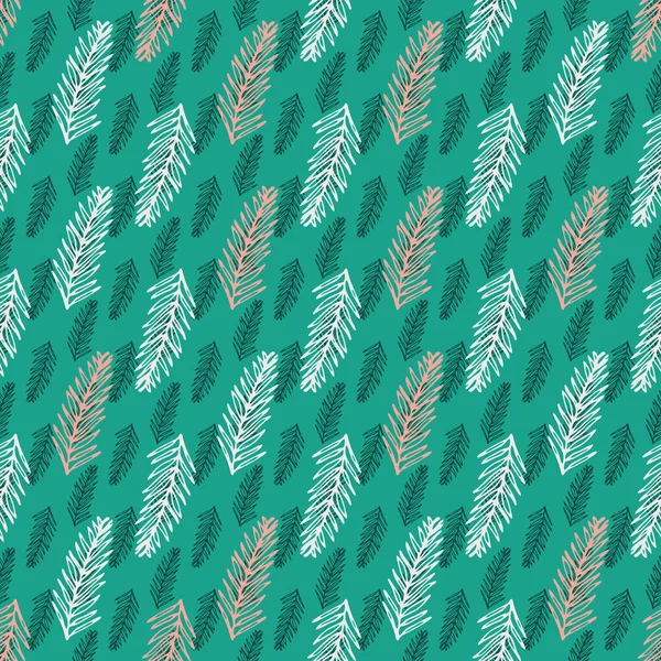 Patrón vectorial sin costura de rama de abeto gráfico. Fondo de ilustración de naturaleza abstracta estilizada. Para papel de regalo de Navidad, estampados de tela, tarjetas . — Vector de stock