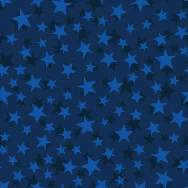 Patrón sin costuras de estrellas vectoriales. Fondo azul estrellado cielo nocturno . — Vector de stock