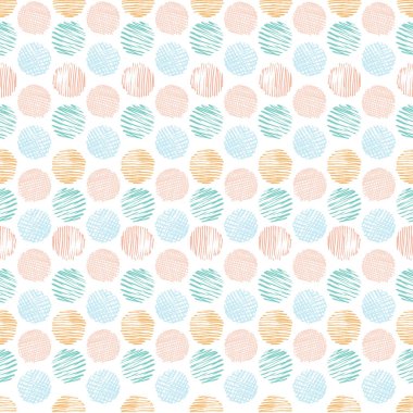 Eğlenceli dokulu doodle pastel polka nokta ları sorunsuz desen arka plan. El çizilmiş geometrik baskı tasarımı çocuklar için büyük, kırtasiye, ambalaj kağıdı, kumaş, ev dekorasyonu. Vektör
