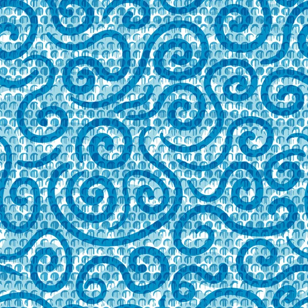 Moderno patrón de onda gráfica sin costura de fondo. Diseño de elementos de agua en un estilo Memphis texturizado con transparencia — Vector de stock