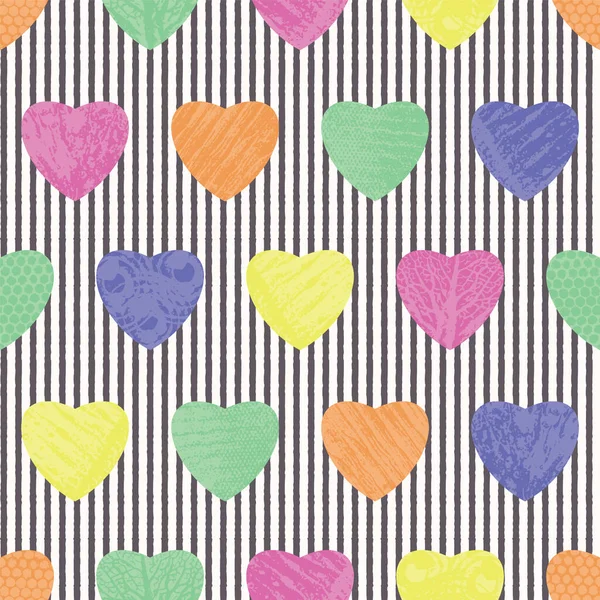 Pastel caramelo color corazones y rayas sin costuras patrón fondo impresión diseño . Ilustraciones De Stock Sin Royalties Gratis