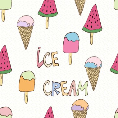 dikişsiz vektör desen dondurma doodle