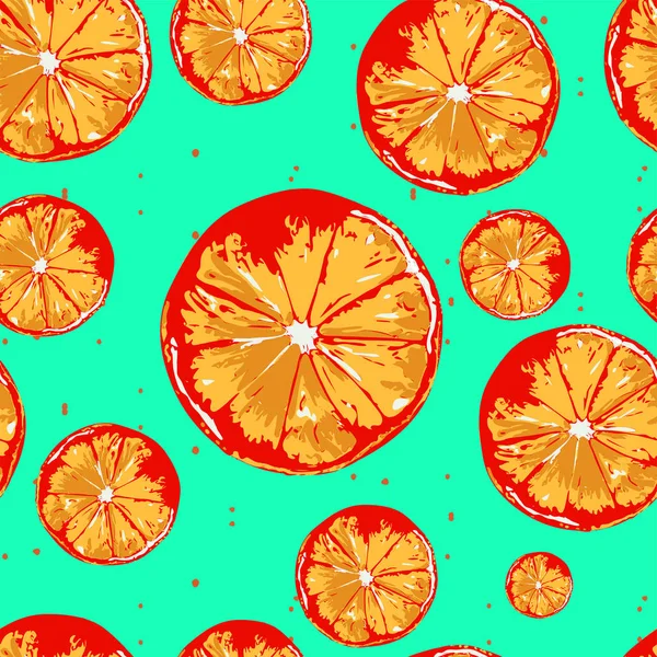 Grapefruit Orange Vector Slices Seamless Pattern — Stock Vector