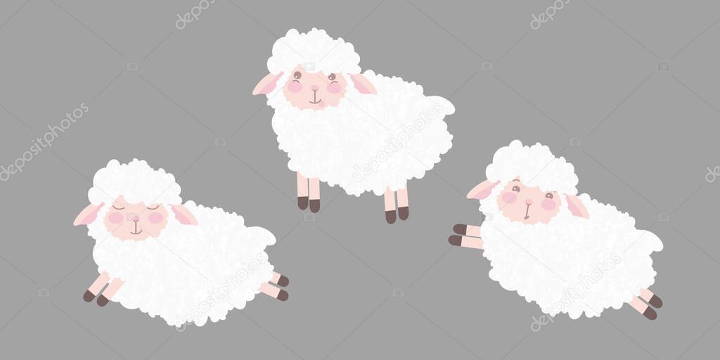 vector illustration of a cute little sheep