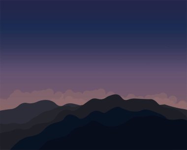 Gece gökyüzünün arka planına karşı dağlar