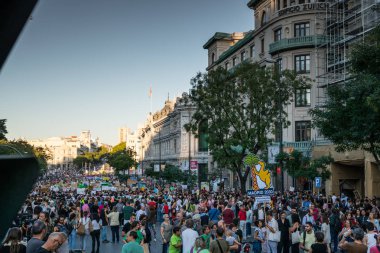 Madrid İspanya 270919 İklim için United. Gençler iklim değişikliğiyle birleşen sokaklara döküldü.