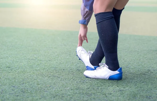 Aquecimento Futebol Soccer Stretching Exercícios Flexibilidade Para Jovens Jogadores Futebol — Fotografia de Stock