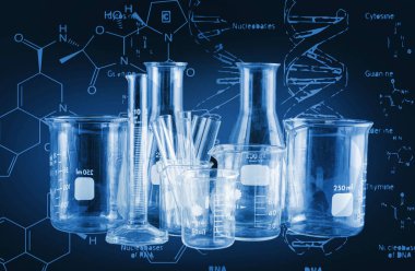 Laboratuvar araştırma - kimyasal Backgrou için bilimsel Züccaciye Mağazaları