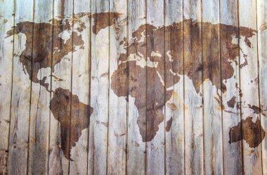 Vintage tarzı dünya haritasının Büyük Detay İllüstrasyon