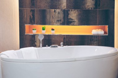 Güzel lüks Vintage boş küvet Freestanding beyaz banyo.