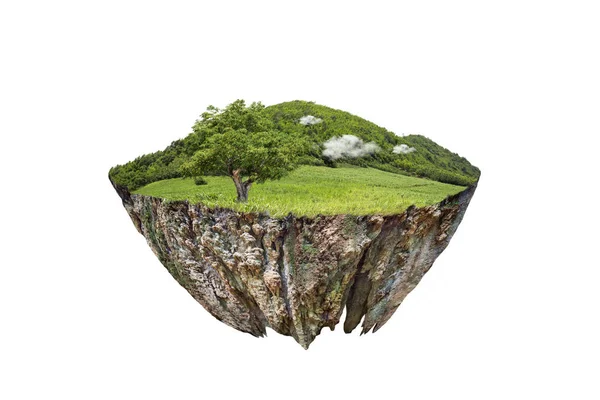 Round soil ground cross section with earth land and green grass — Stock Photo, Image