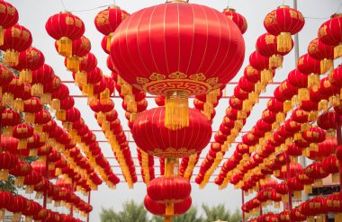 Kırmızı Çin Fenerler Genelge seti. Her zaman Chinatown bulundu,