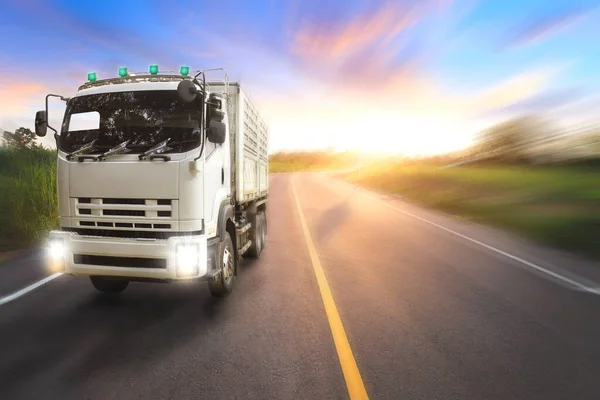 Truck Motorway Beautiful Sunset Light Road Transportation Cargo — Stock Photo, Image