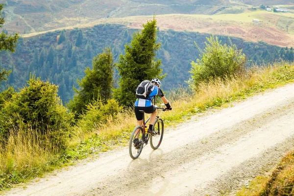 Mannelijke Wielrenner Met Gezonde Levensstijl Mountainbiken Stockfoto