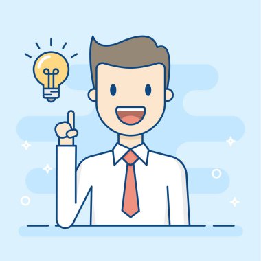 İyi bir fikir sahip mutlu işadamı.