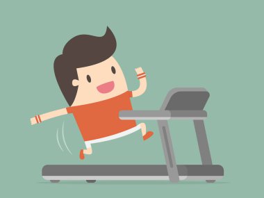 Koşu bandı üzerinde çalışan genç adam