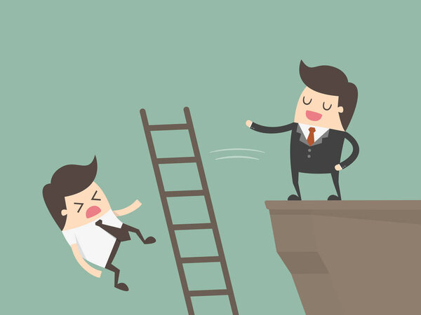 Беспощадный бизнесмен толкает конкурентов
. 