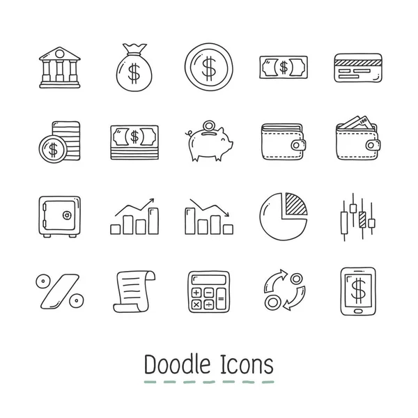 Doodle Financial Icons. — Stock Vector