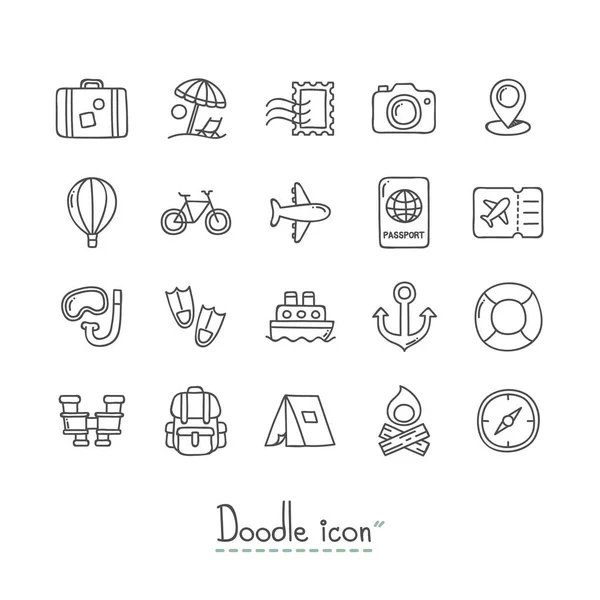 Iconos de viaje doodle . — Archivo Imágenes Vectoriales