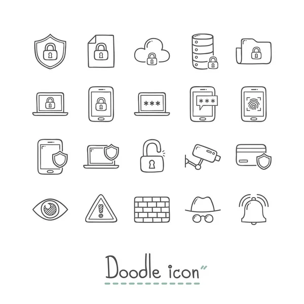 Doodle iconos de seguridad — Archivo Imágenes Vectoriales